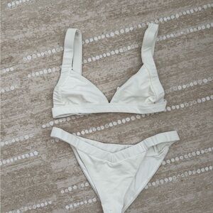 Frankie's Bikinis White Triangle Bikini Set